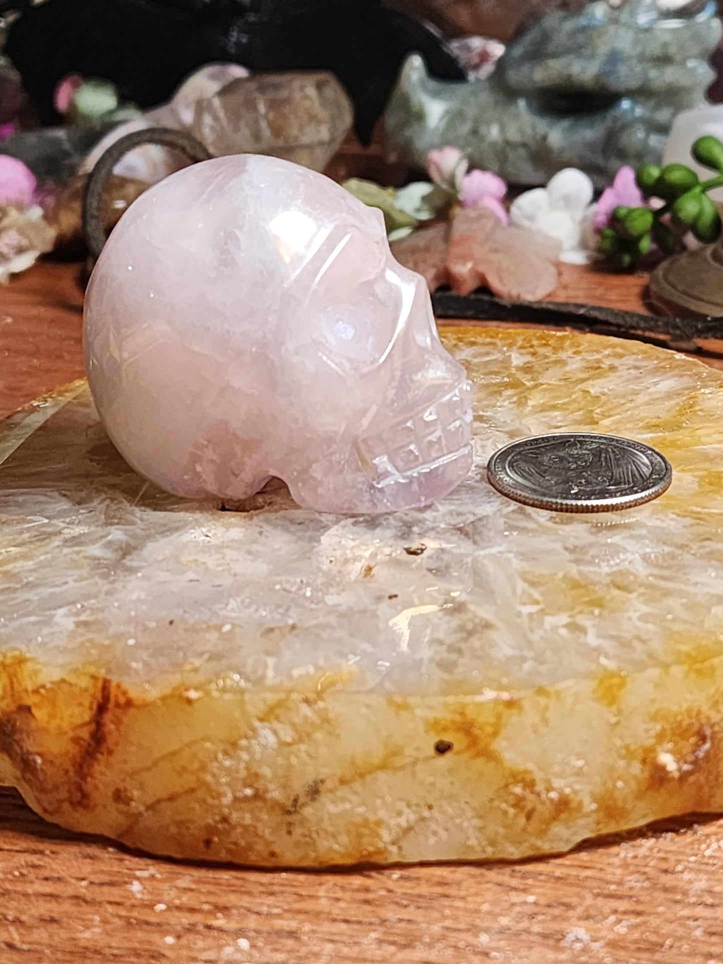 Aura Rose Quartz Skull