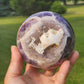 Amethyst with Smokey Druzy Sphere with Calcite LARGE