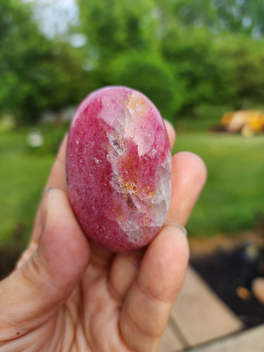 HQ rhodonite Palmstone with Quartz