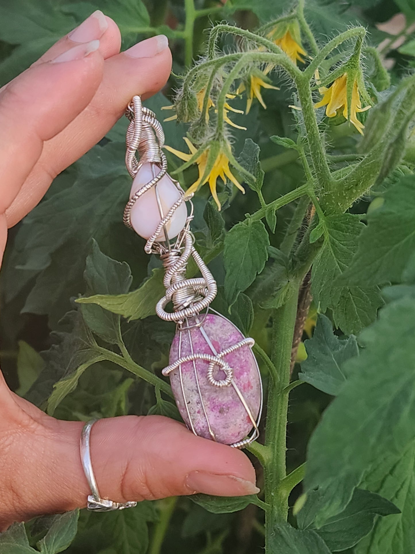 Cobalto Pink Calcite & Pink Opal Galaxy Necklace