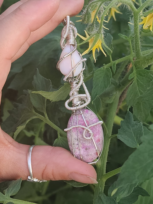 Cobalto Pink Calcite & Pink Opal Galaxy Necklace