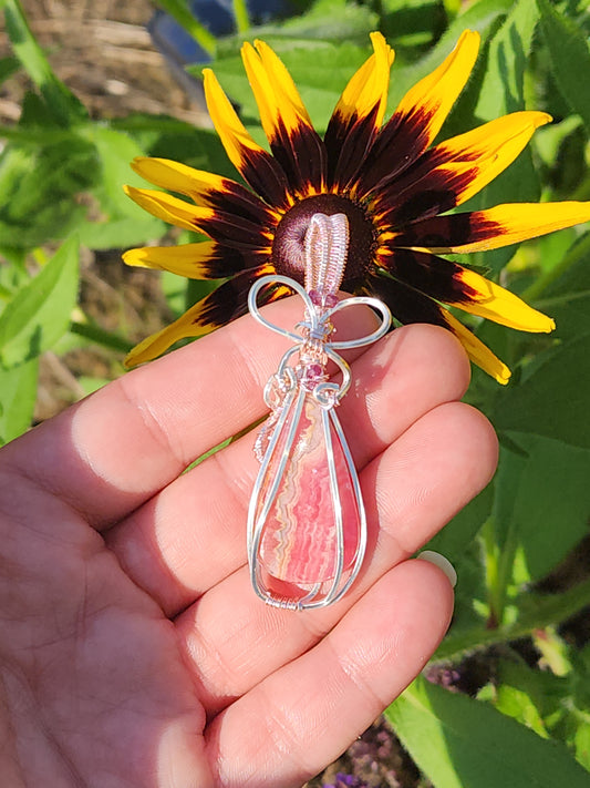 Rhodocrosite & Amethyst Heart Necklace