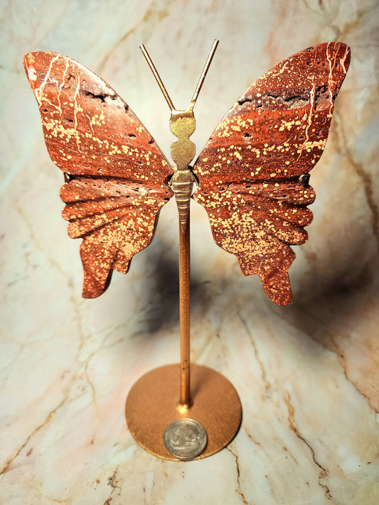 Orbicular Red Ocean Jasper Druzy Butterfly Wings 🦋