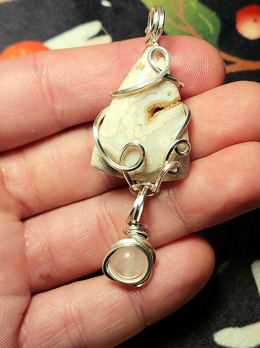 Druzy Orbicular Ocean Jasper Dangle Pendant