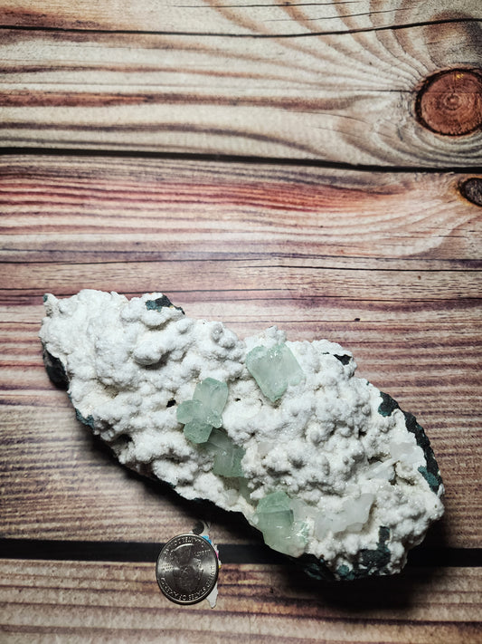 Green Apophylite on Sparkly Chalcedony