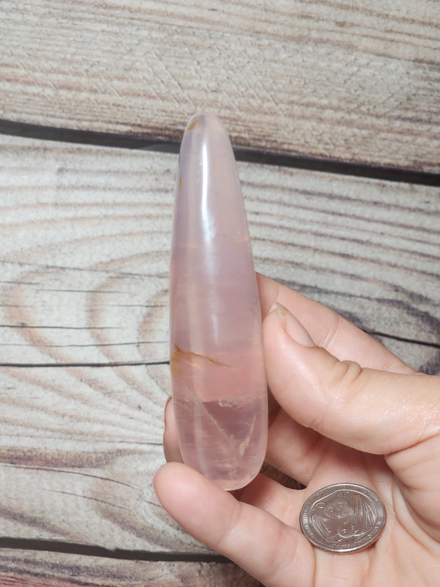 AAA+ Quality Star Rose Quartz Wand with Golden Healer