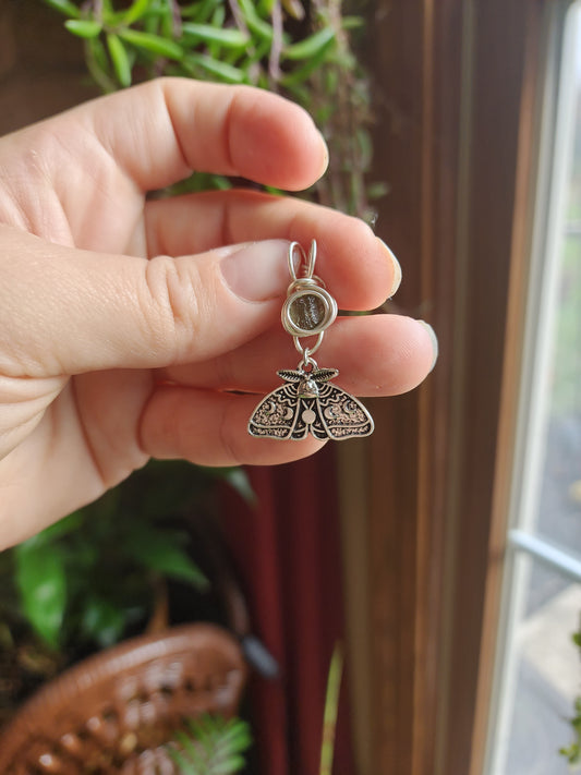 Moldavite Moth Pendant