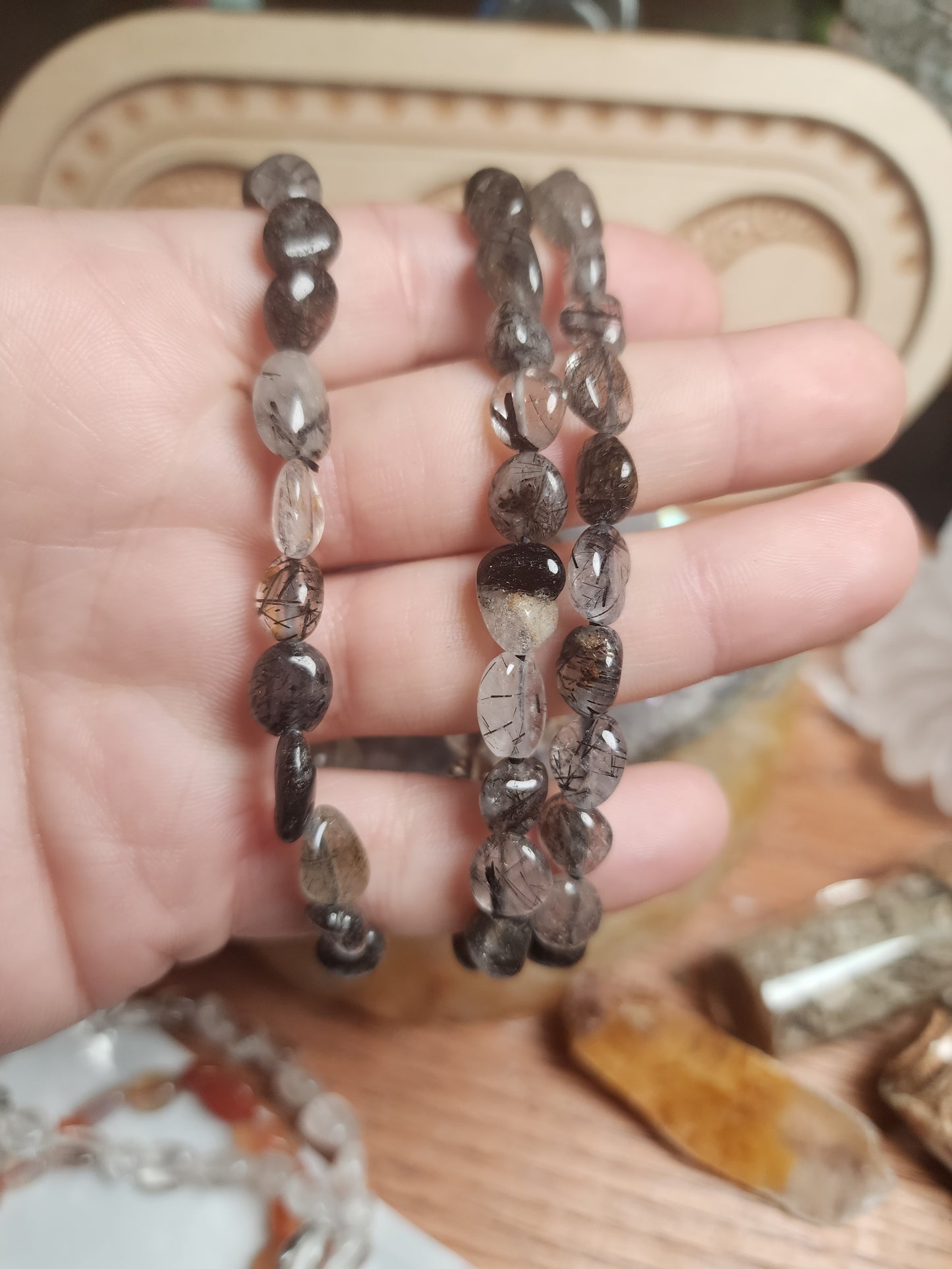 Black Tourmaline in Quartz Bracelet