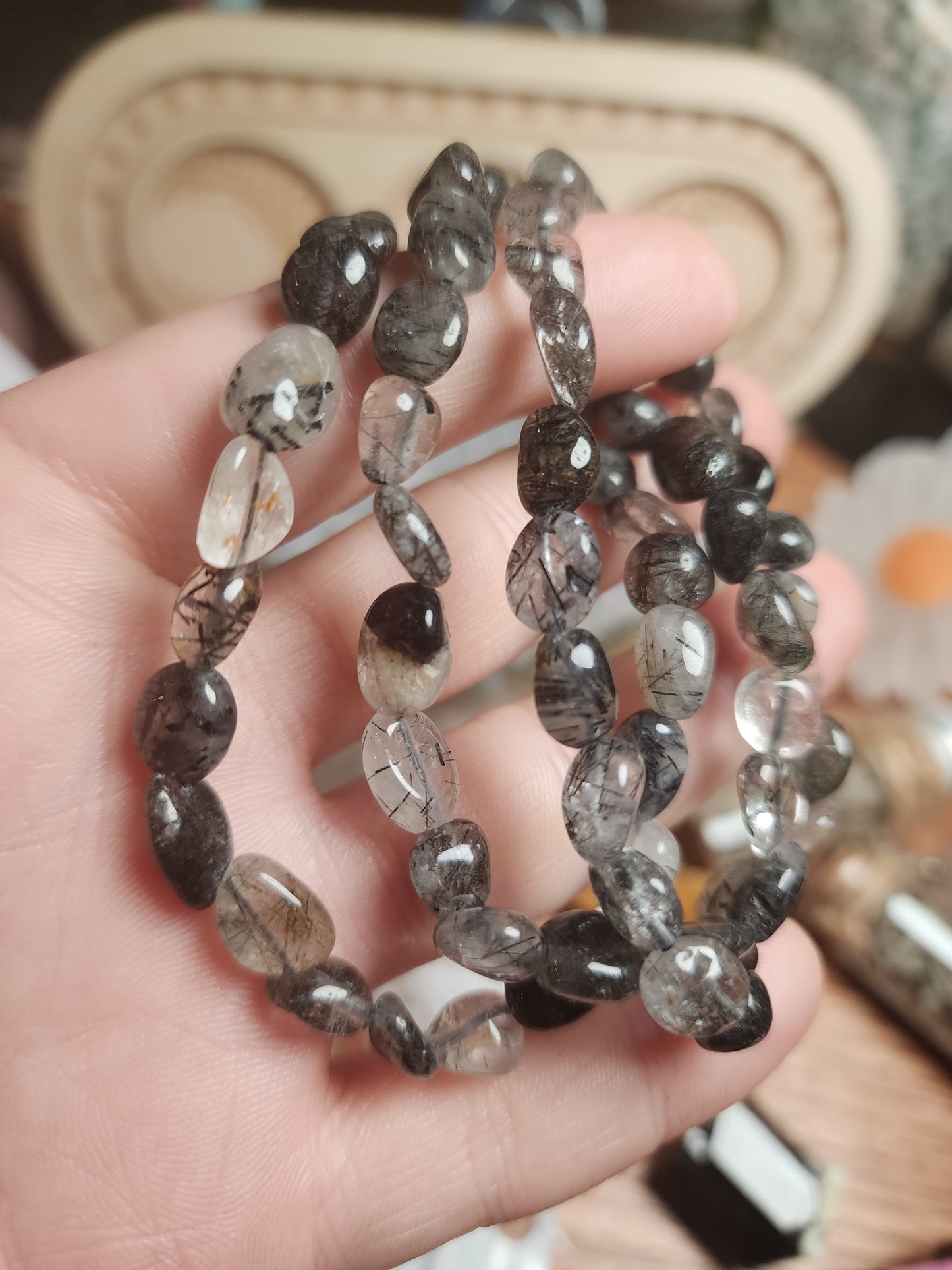 Black Tourmaline in Quartz Bracelet