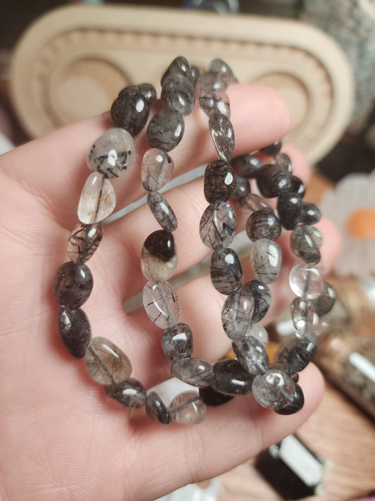Black Tourmaline in Quartz Bracelet