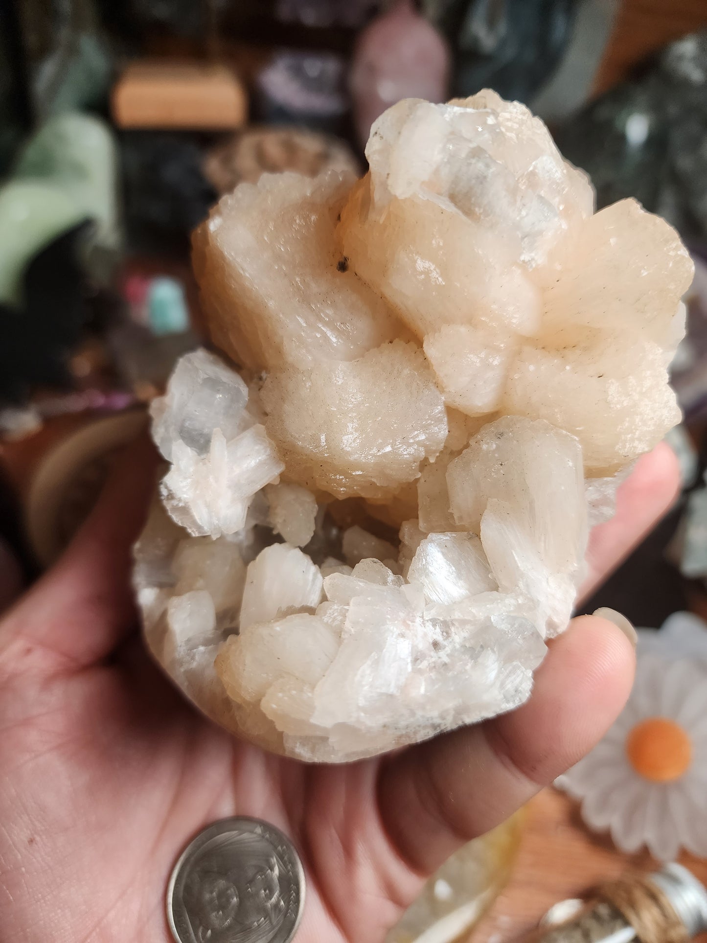 Green Apophylite & Peach Stillbite Cluster