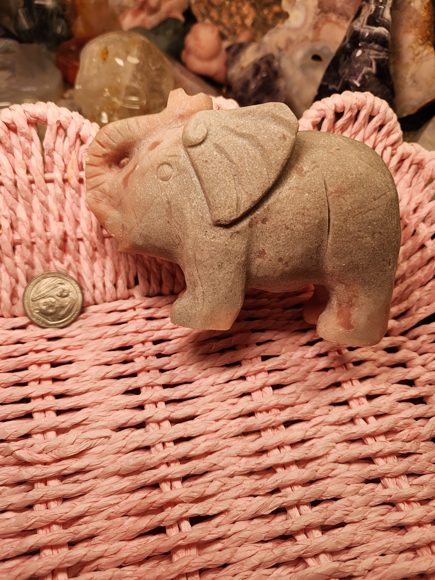 Pink Opal Large Elephant