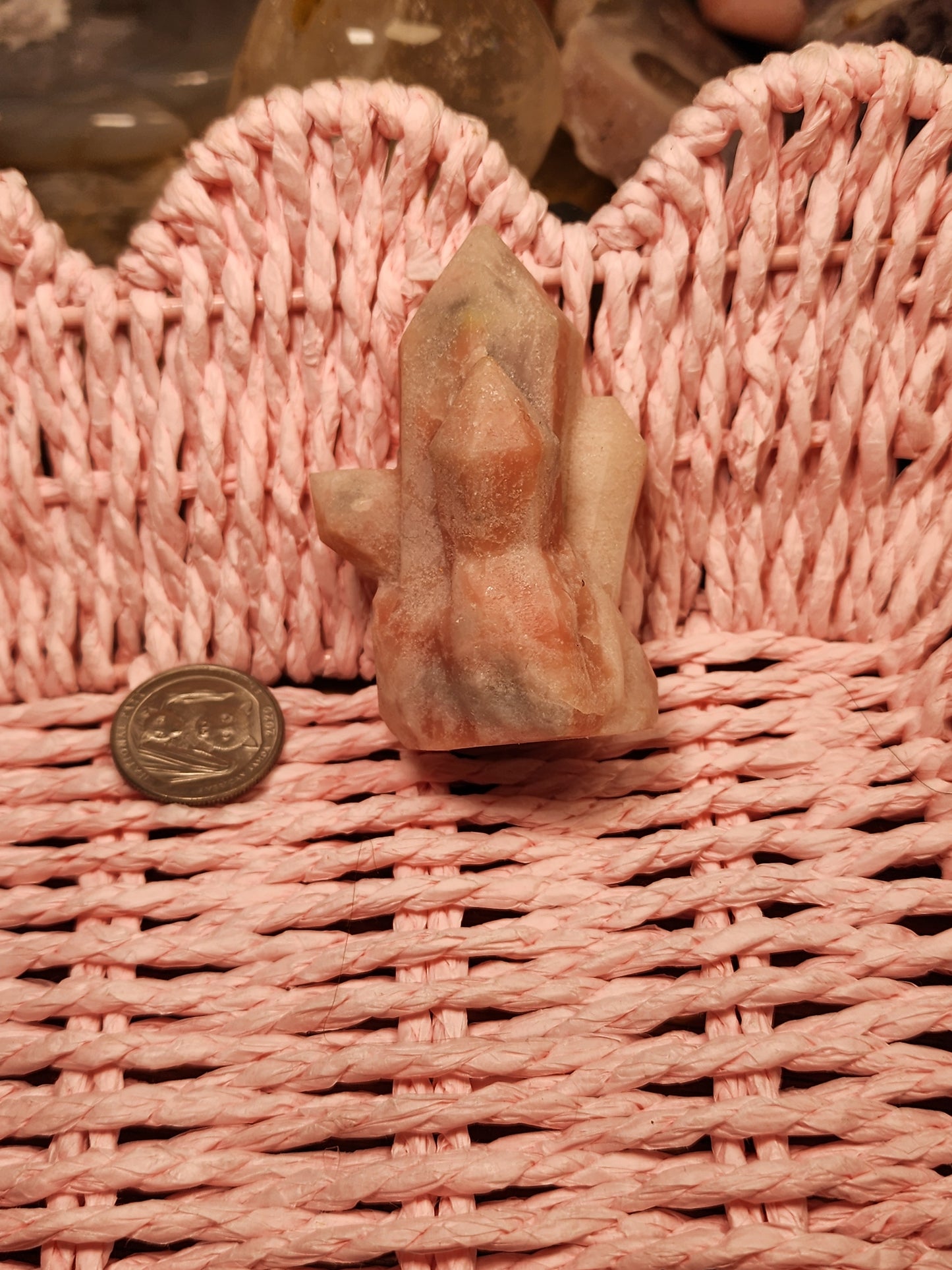 Pink Opal Cluster Carving