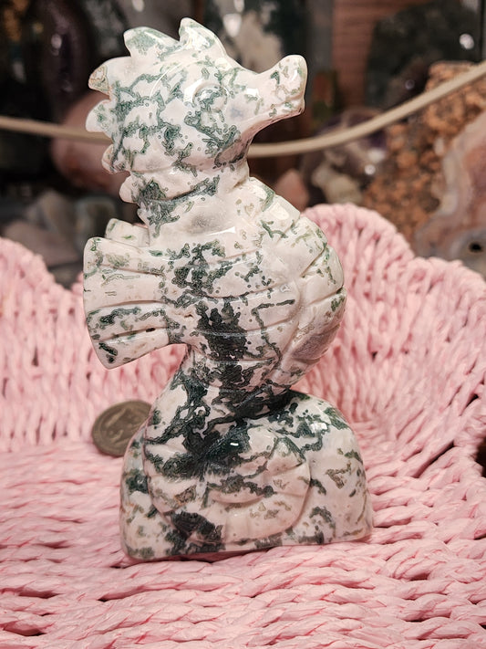 Moss Agate Druzy Seahorse