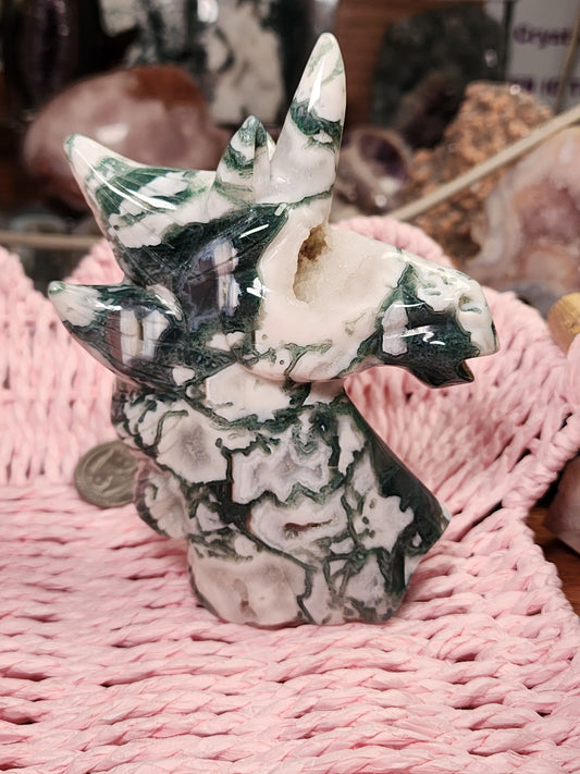 Moss Agate Druzy Unicorn