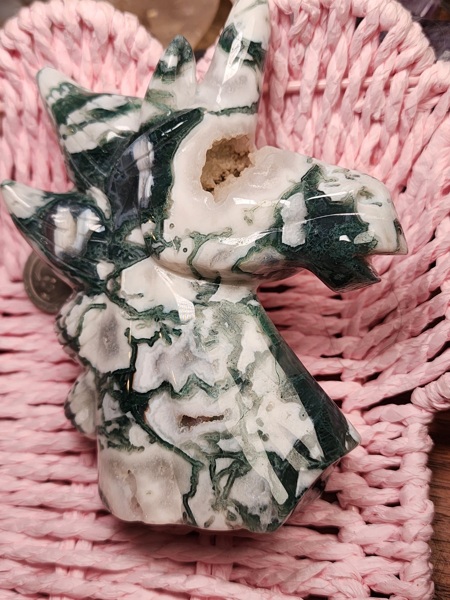Moss Agate Druzy Unicorn