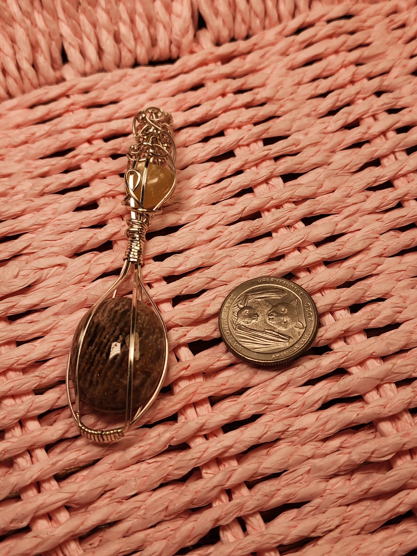 Yellow Mica & Thousand Layer Quartz Pendant