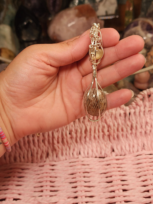 Yellow Mica & Thousand Layer Quartz Pendant