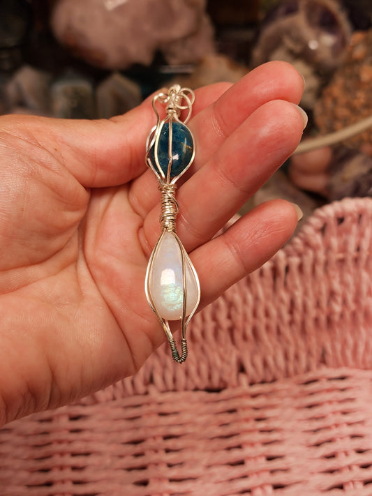 Blue Apatite & Flashy Moonstone