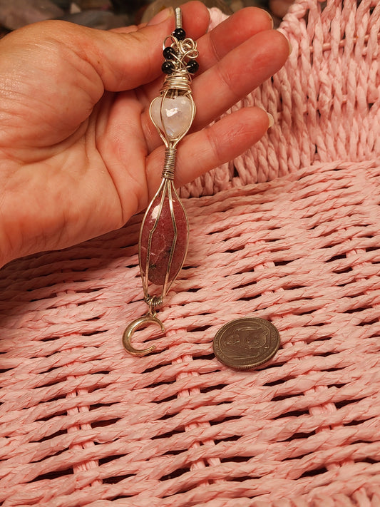 Pink Cobalton Calcite & Moonstone Pendant
