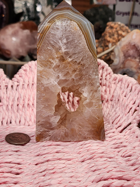 Agate Tower with Portal Druzy & Banding