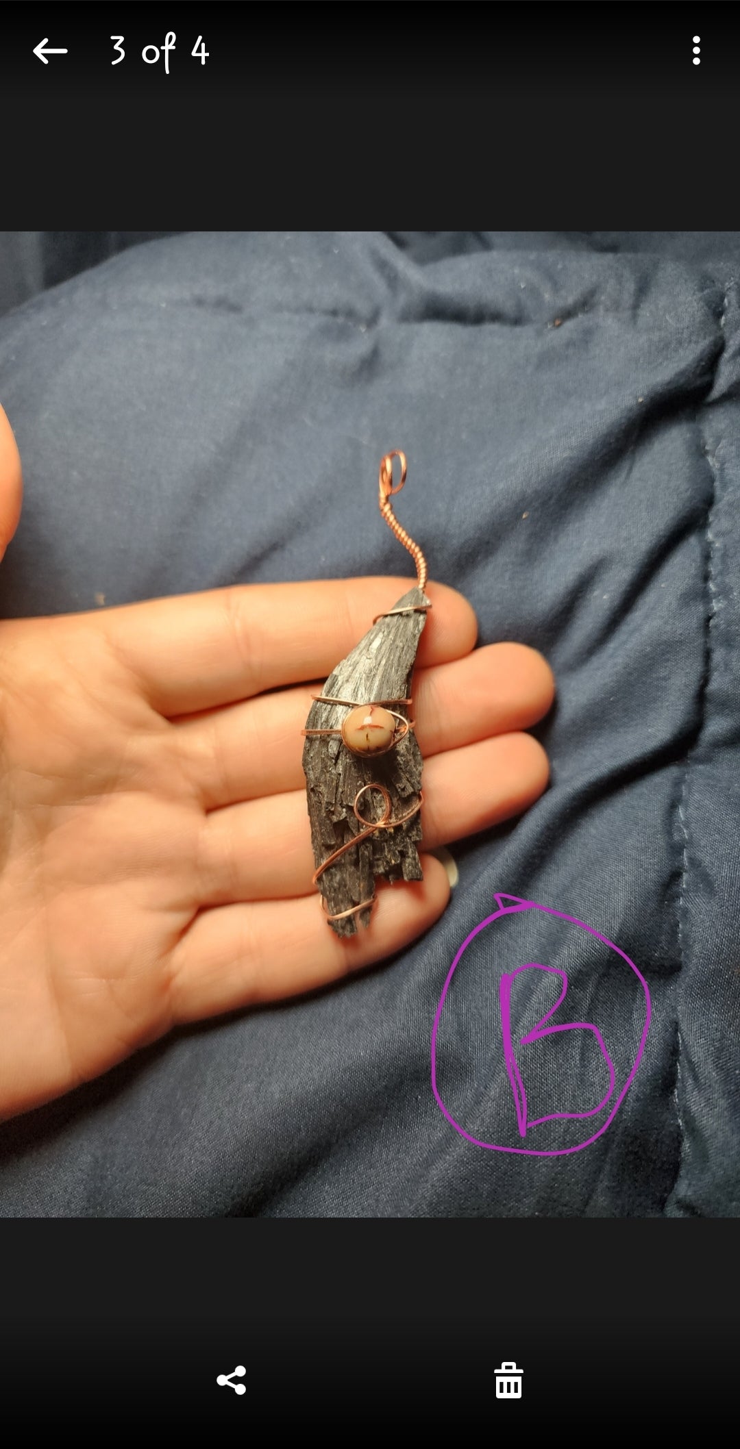 Black Kyanite & Mookite Witches Broom Pendants
