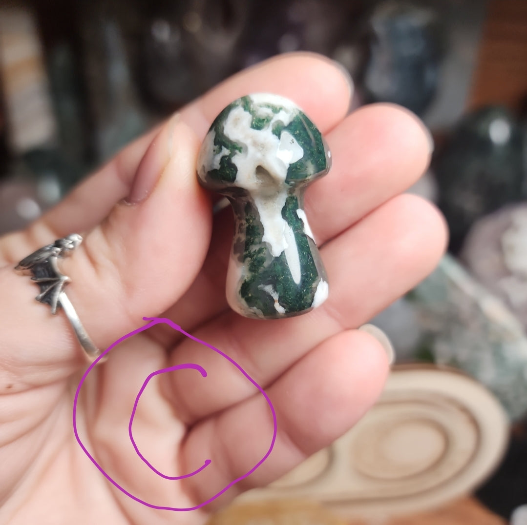 Druzy Moss Agate Mushroom- u choose