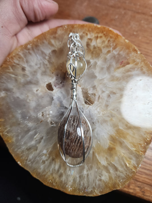Golden Mica & Thousand Layer Quartz Pendant