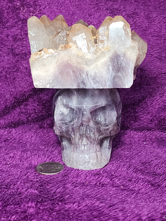 Smokey Amethyst Skull Cluster Large