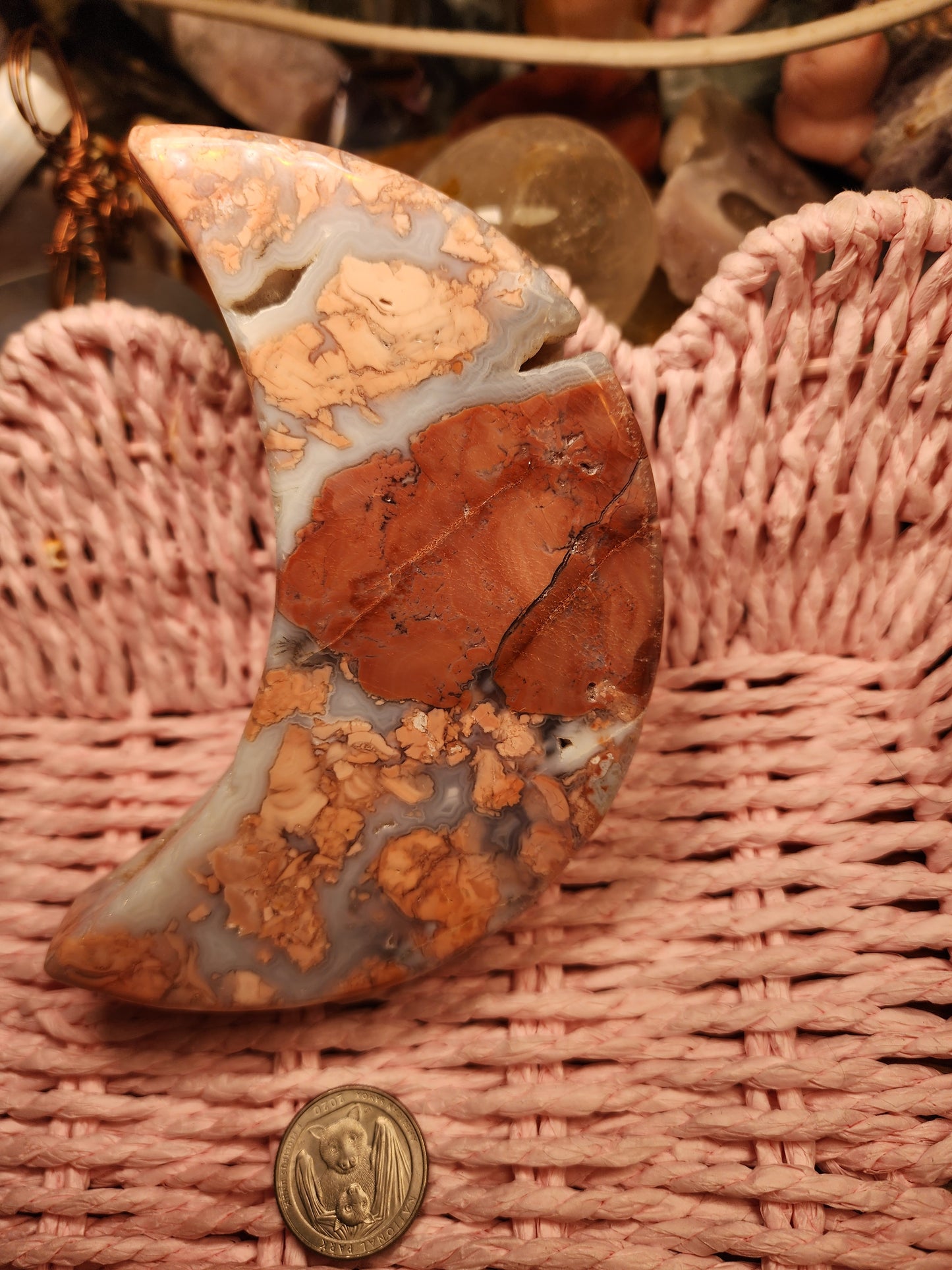 Cotton Candy Agate Druzy Moon Bowl Dish