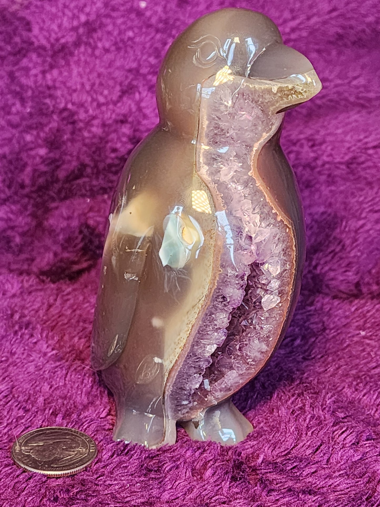 Agate/Amethyst Druzy Penguin