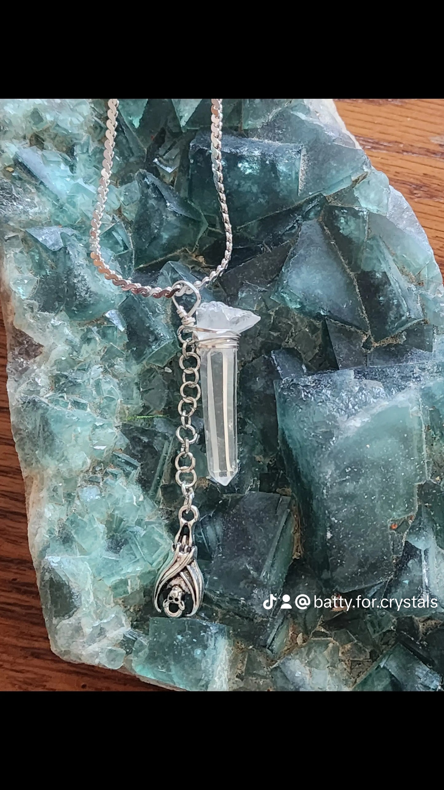 Lemurian Quartz Bat Necklace