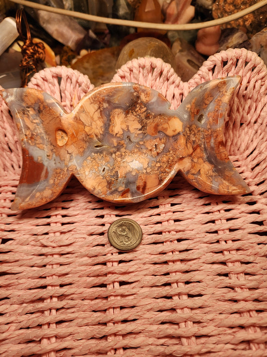 Cotton Candy Agate Triple Moon Bowl Dish