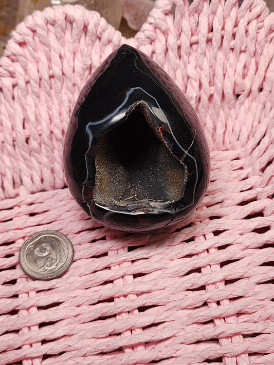 Black Agate Druzy Egg