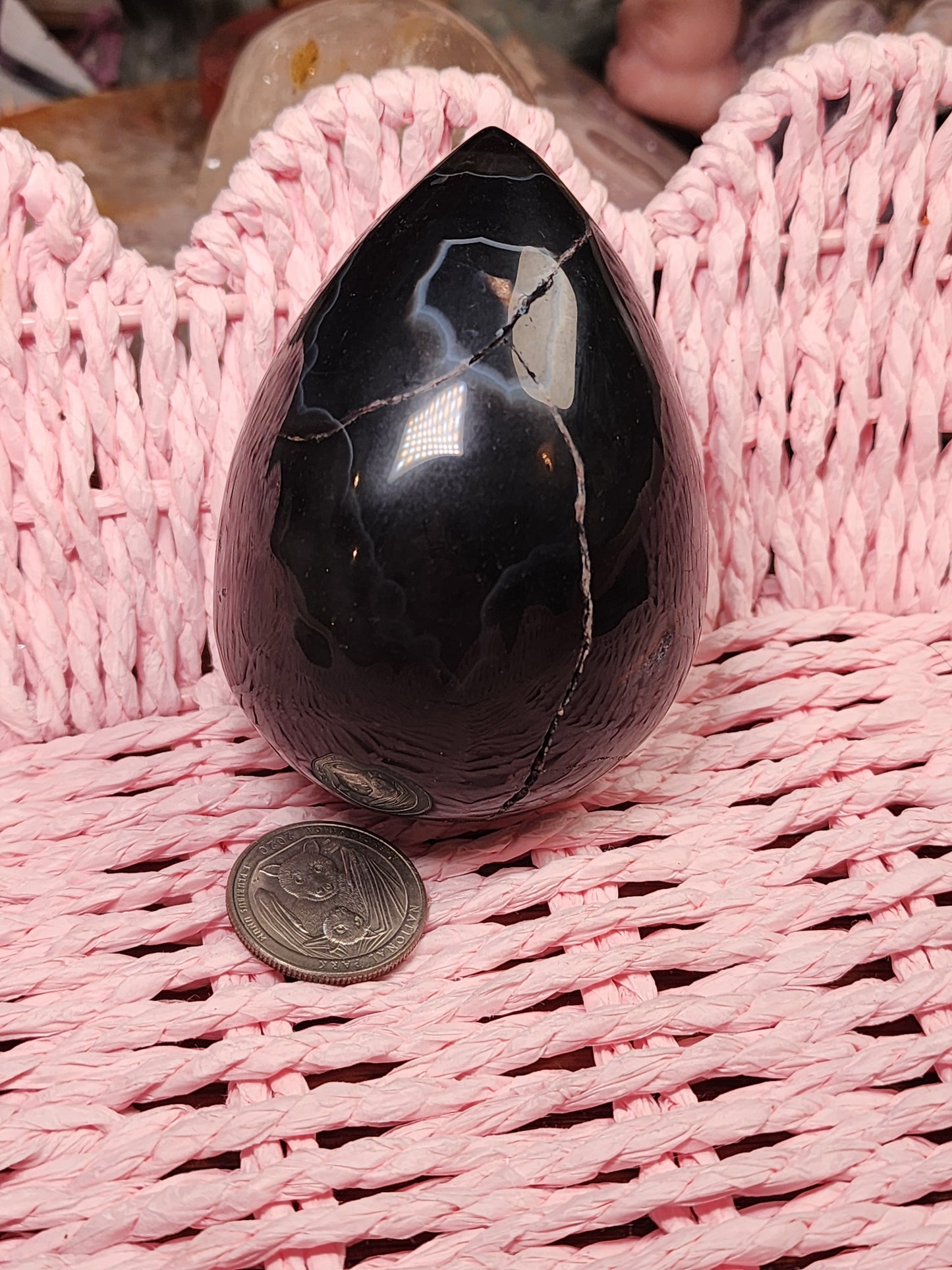 Black Agate Druzy Egg