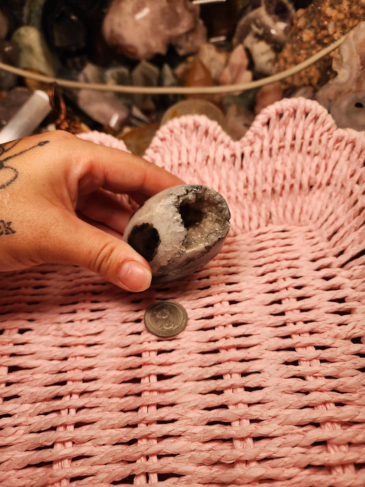 Black Agate Druzy Egg