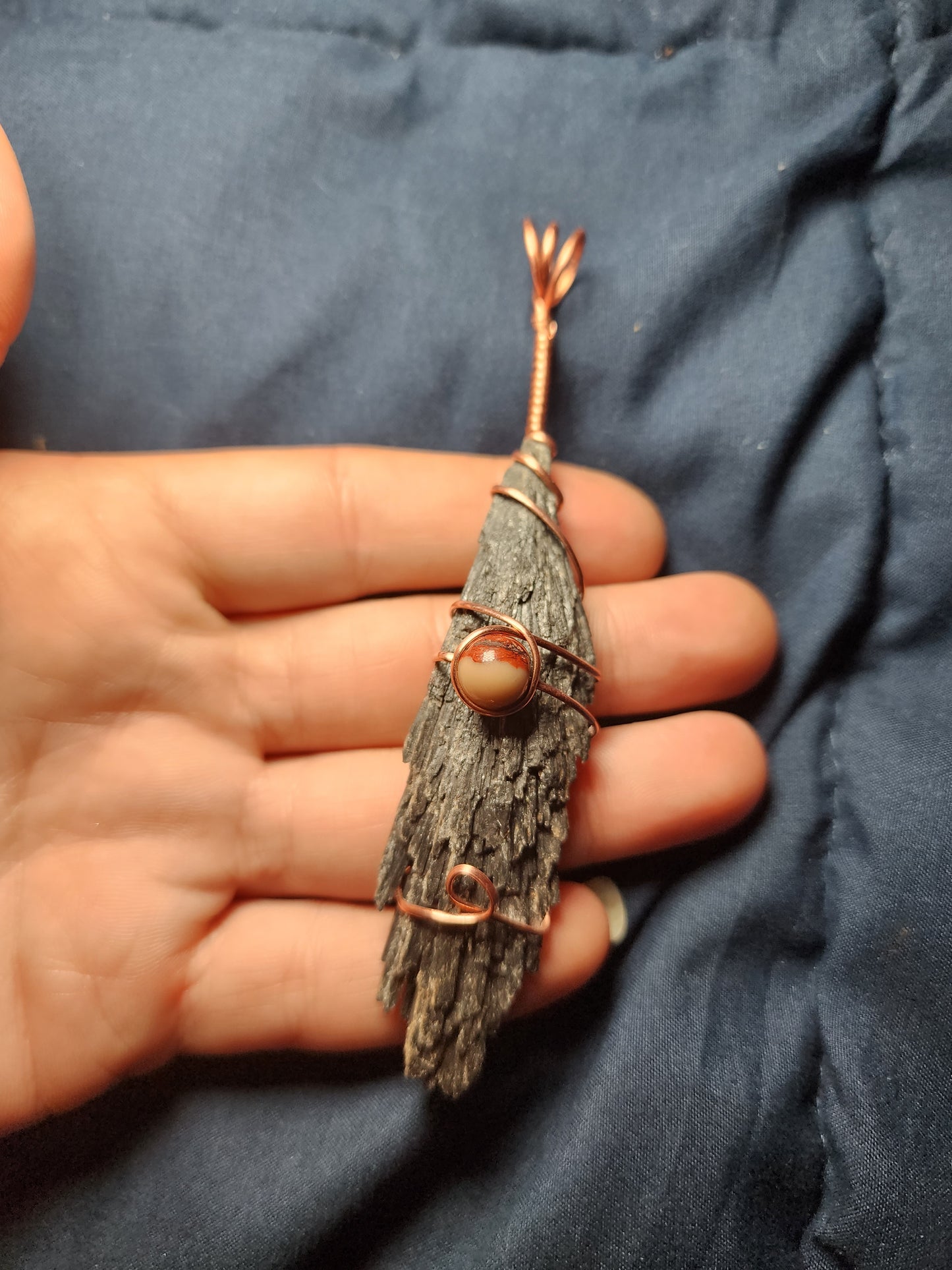 Black Kyanite & Mookite Witches Broom Pendants