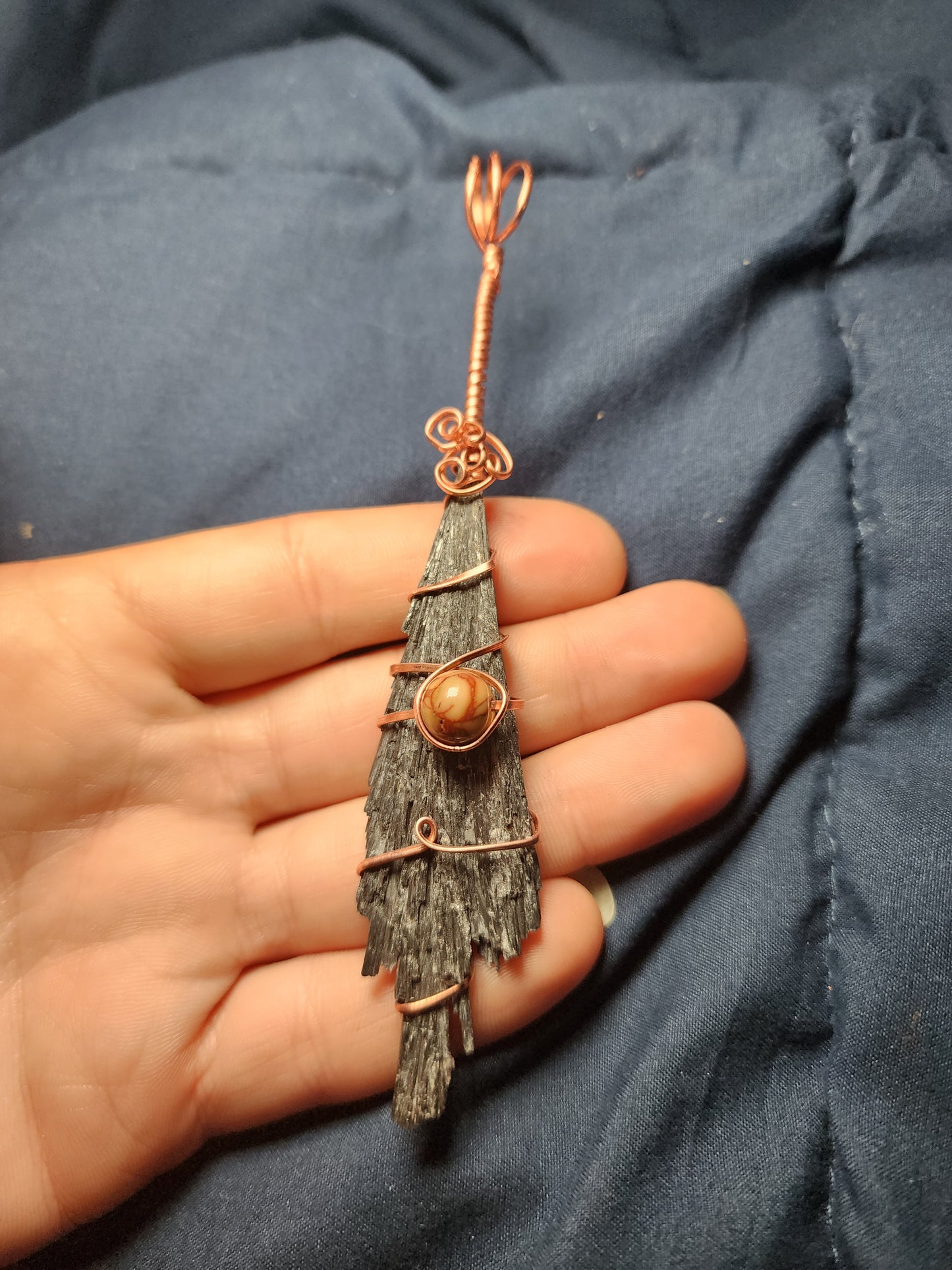 Black Kyanite & Mookite Witches Broom Pendants