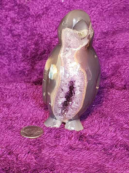 Agate/Amethyst Druzy Penguin