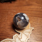 Druzy black flower agate sphere