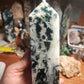 Large moss agate tower