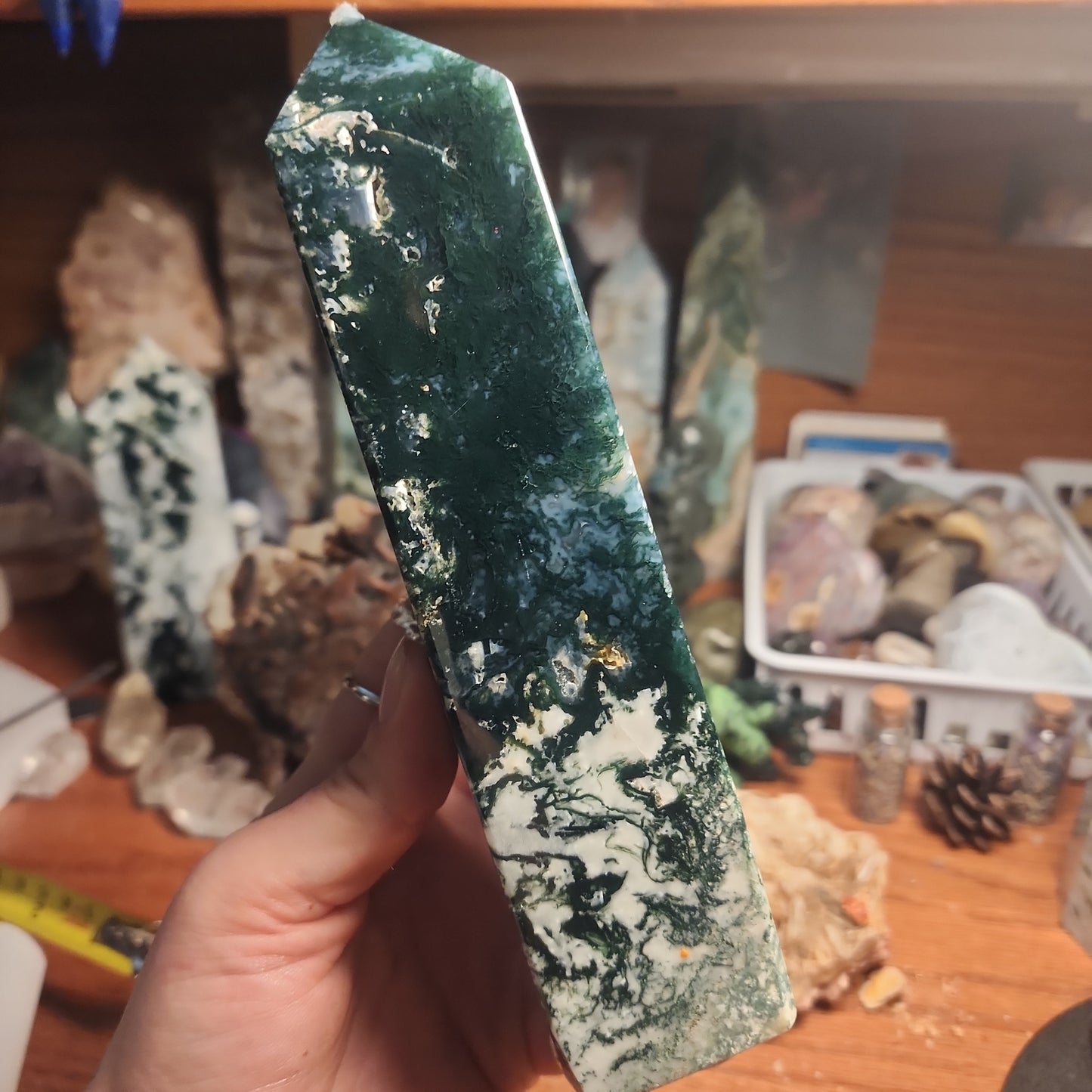 Huge Moss agate tower!