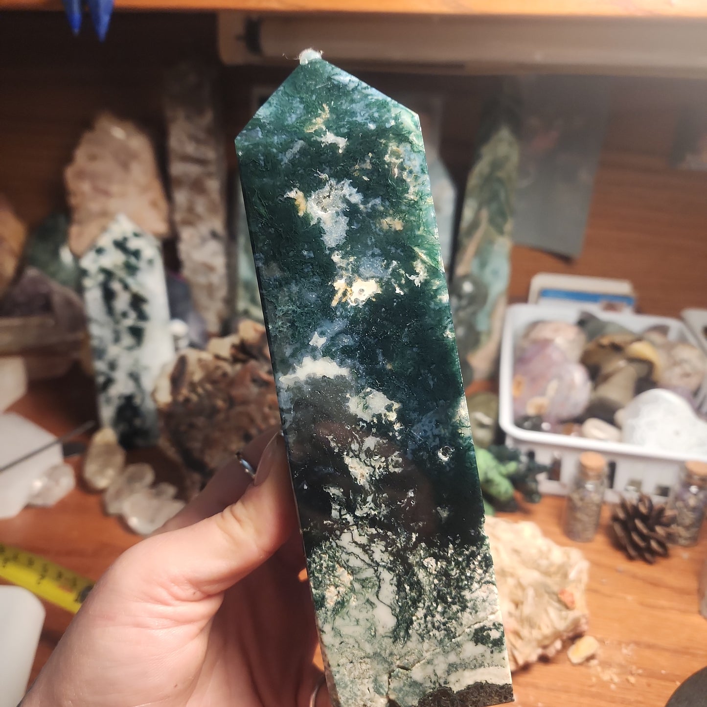 Huge Moss agate tower!