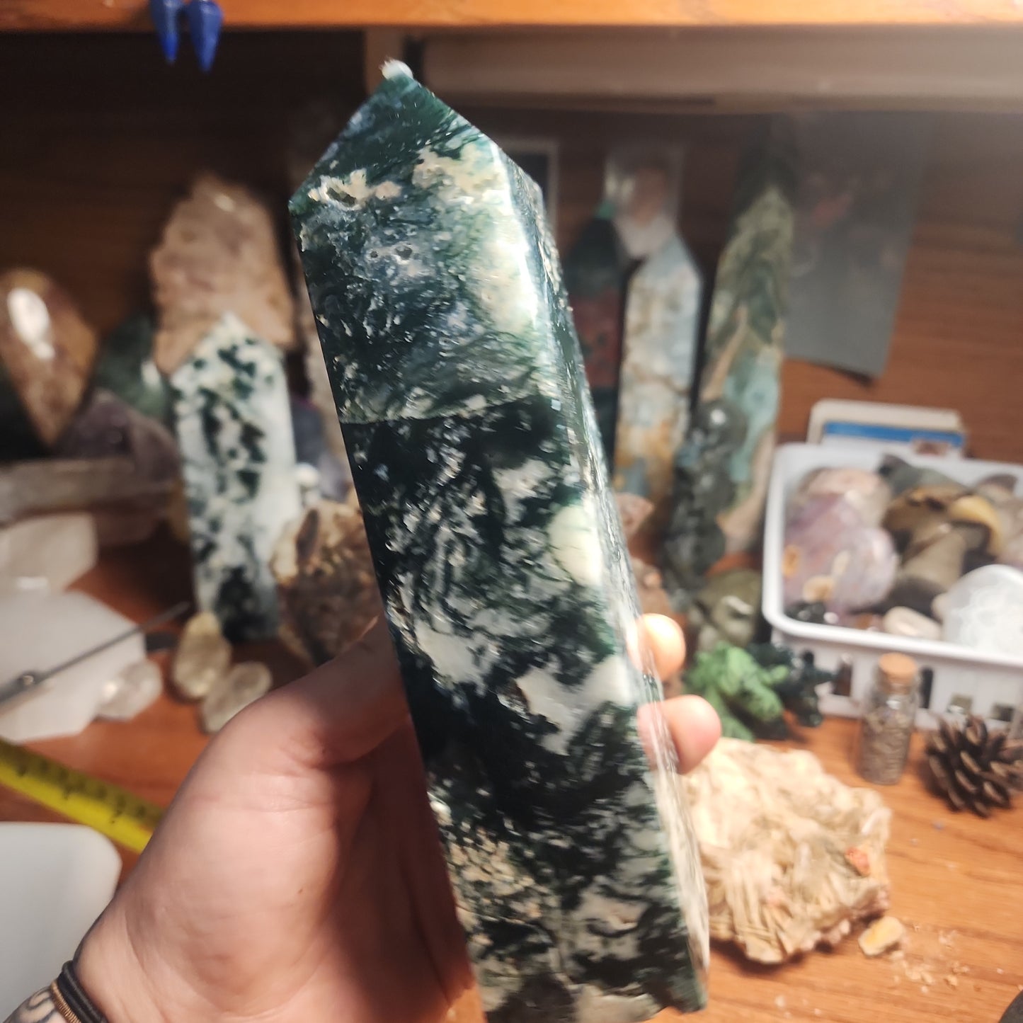 Huge Moss agate tower!