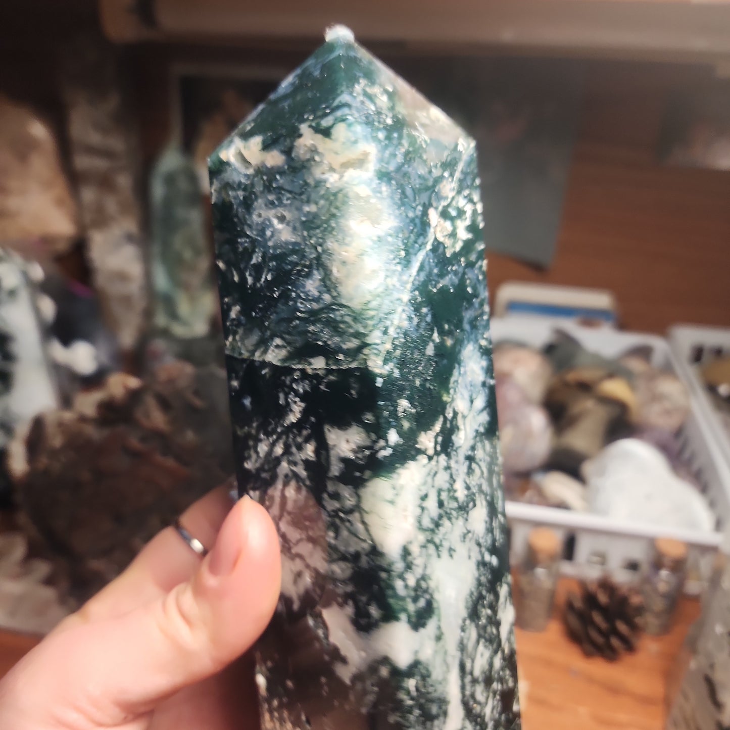 Huge Moss agate tower!