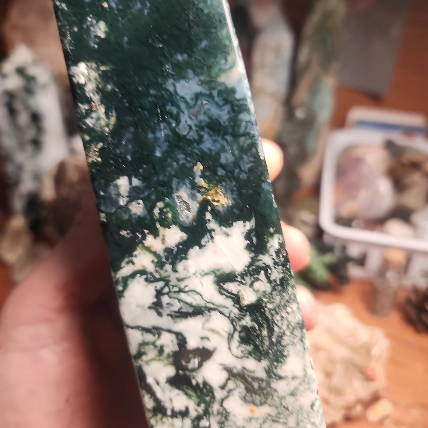 Huge Moss agate tower!