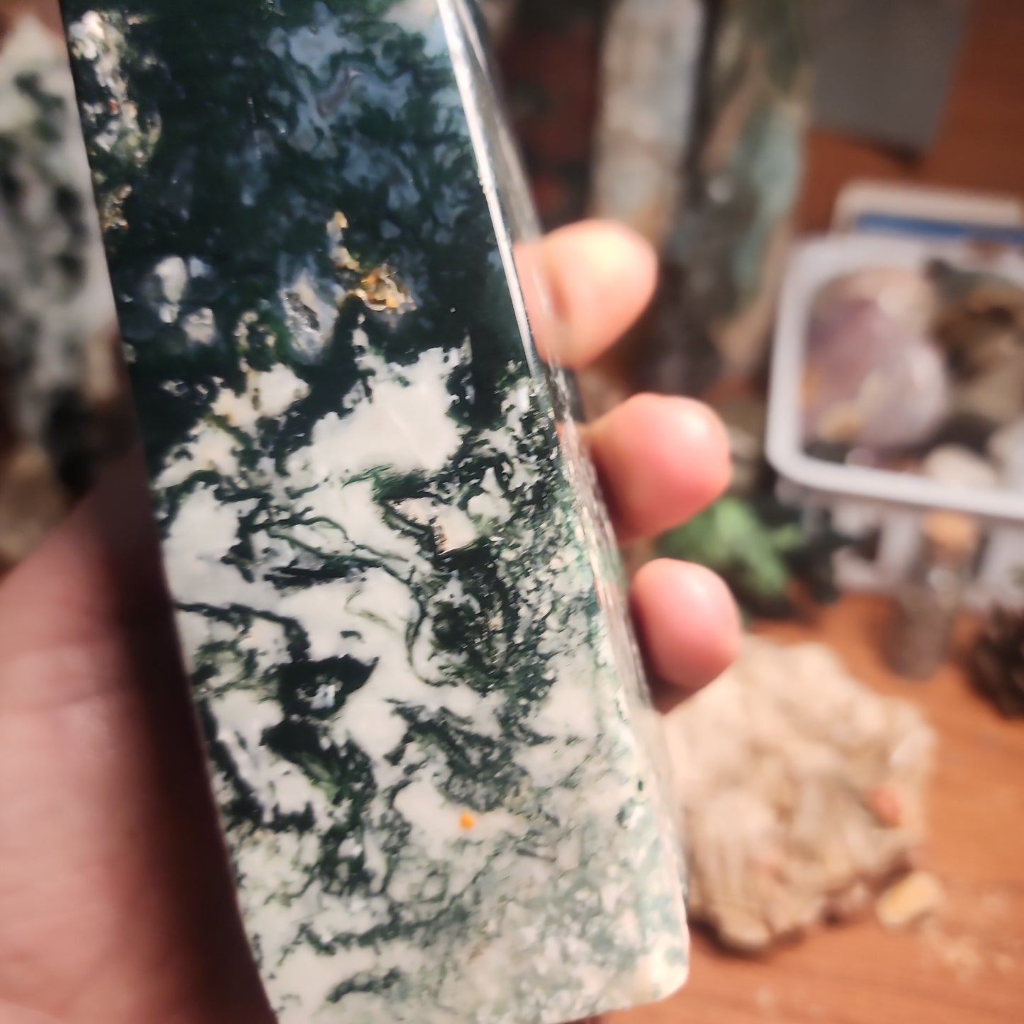 Huge Moss agate tower!