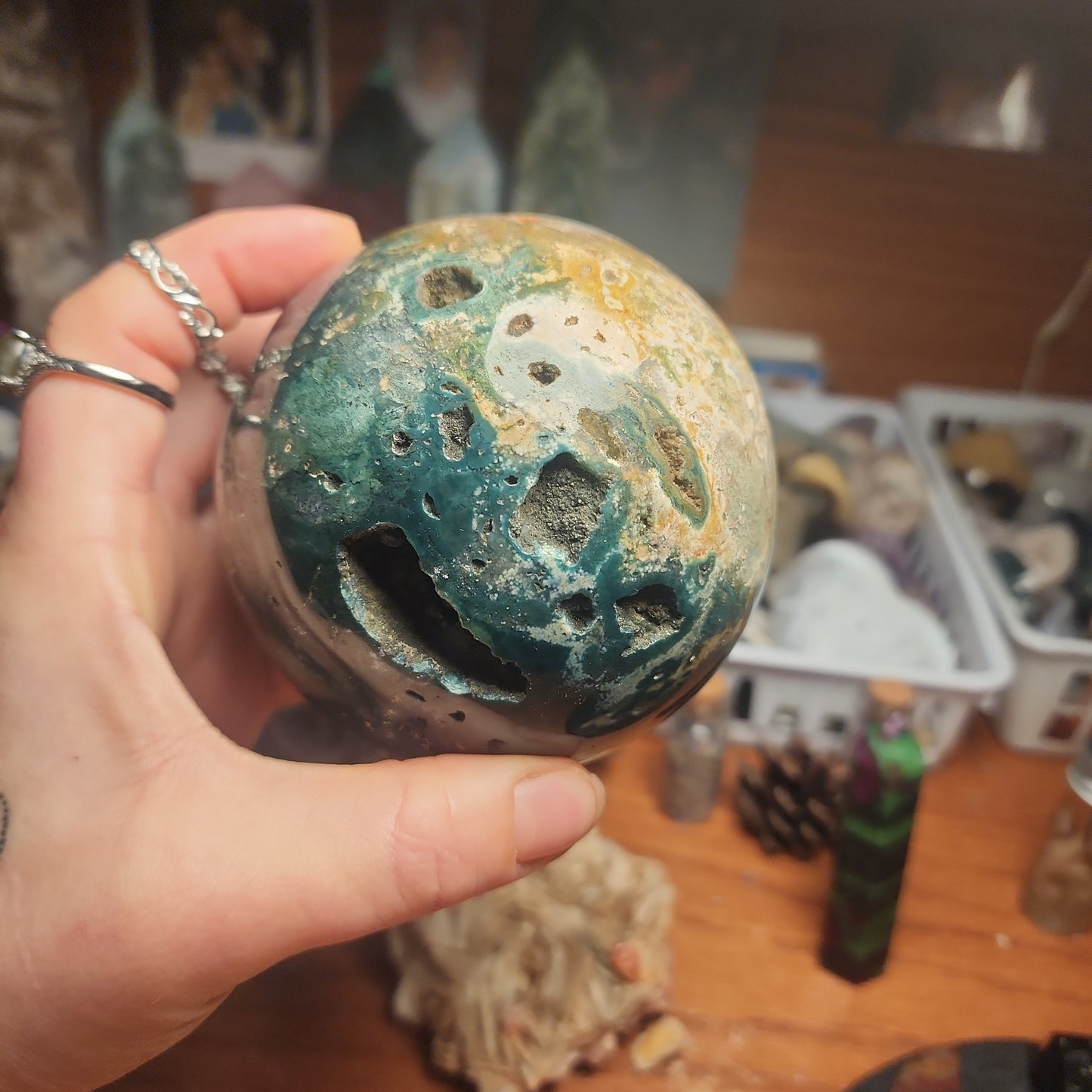 Large Orbicular Ocean Jasper Druzy sphere