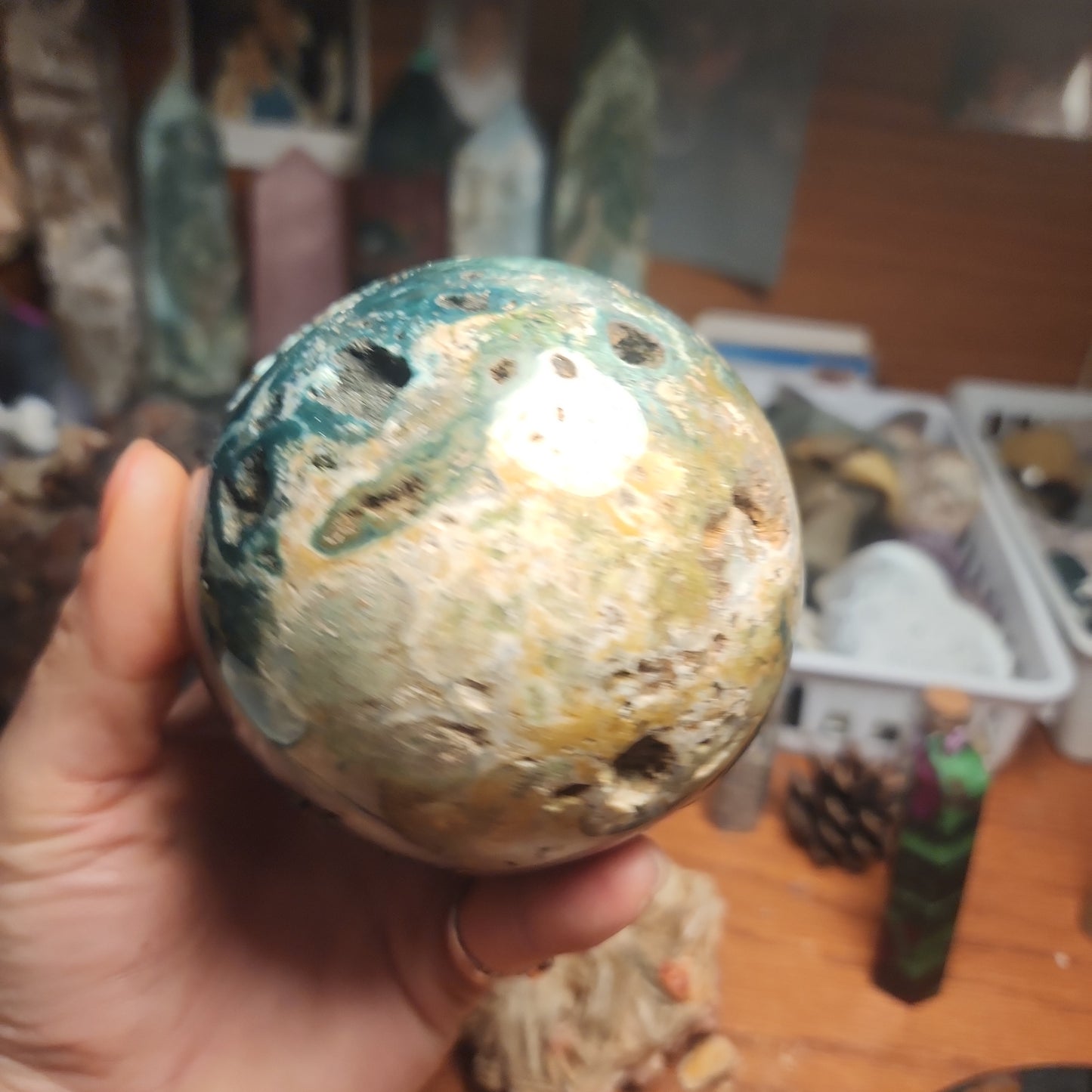 Large Orbicular Ocean Jasper Druzy sphere