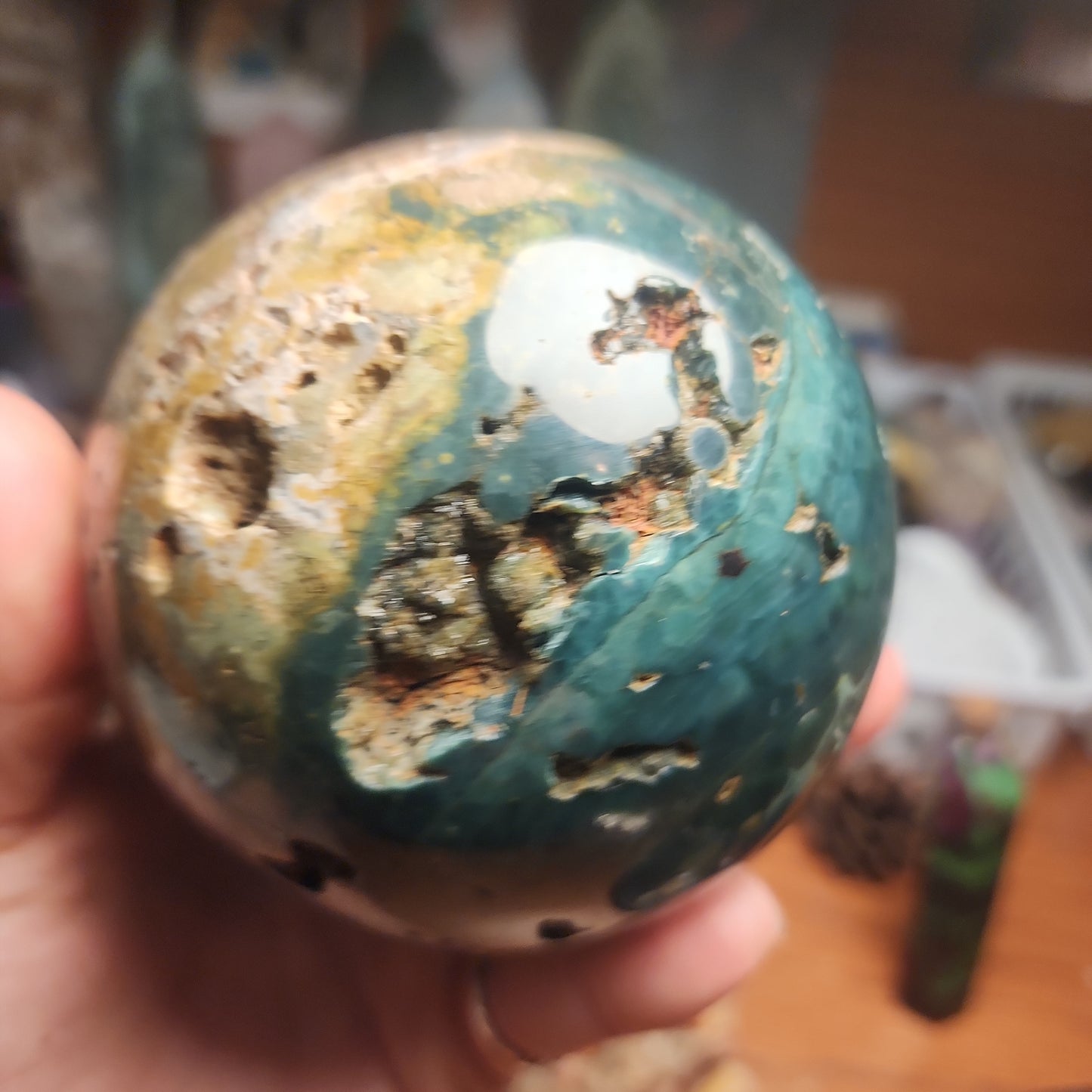 Large Orbicular Ocean Jasper Druzy sphere